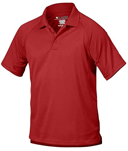 LAPG Men's Operator Tactical Performance Polo Shirt, Short Sleeve Anti-Wrinkle Uniform Work Polo Shirt for Men, Lightweight & Durable, Red, Medium
