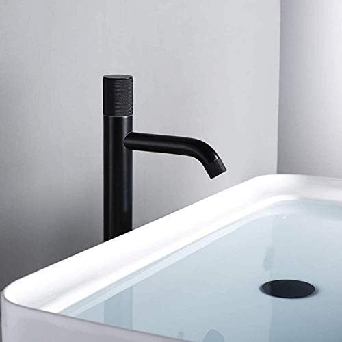 Robinet noir mat de salle de bain monotrou avec valve en laiton durable