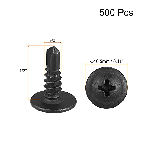 Tornillos autorroscantes Phillips #8 x 1/2" acero carbono 500 pcs miniatura 2