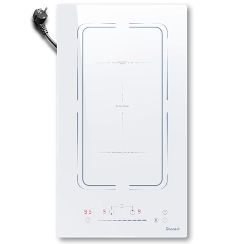 Placa Induccion 2 Fuegos Blanca Enchufabl de 30 cm 3500W, Barbacoa Encimera Induccion con Zona...