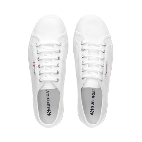 Superga 2790 Platform Sneakers for Men and Women - Iconic Italian Men’s and Women’s Tennis Shoes with Breathable Canvas Upper, Non Slip Rubber Sole, White - 4.5 Men/6 Women4