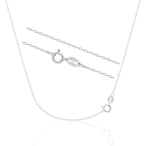 KEZEF 925 collar de cadena de plata de ley para las mujeres, 1,3 mm de plata cadena de cable, 18 pulgadas, con cierre de anillo de resorte, de fabricación italiana