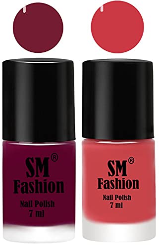Image of Long Lasting Nail Polish | Nail Paint Combo 7 ml Each) - Set of 2 Mulberry-Punch Pink