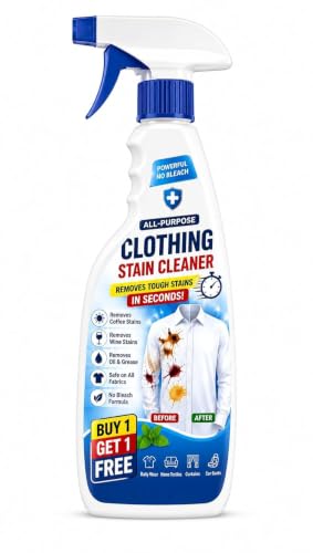 Image of All-Purpose Clothing Stain Cleaner Spray, No-Bleach Fabric Spot Remover for Coffee, Wine, Oil & Grease, Fast-Acting Laundry Cleaner for Daily Wear, Curtains, Upholstery & Car Seats