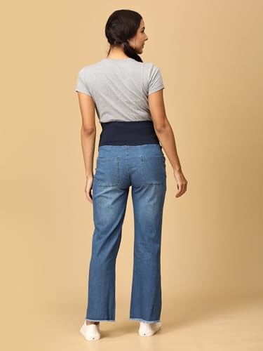 Image of The Mom Store Maternity Jeans for Women | Stretchy & Comfortable Denim Pants | Breathable & All-Day Comfort | Pre and Post Pregnancy Wear for New Mom Pant