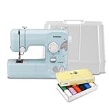 Brother RLX3817A 17-Stitch 4-Step Buttonhole LED Sewing Machine (Blue, Refurbished) Bundle with Hardcase and Sewing Thread Kit (3 Items)
