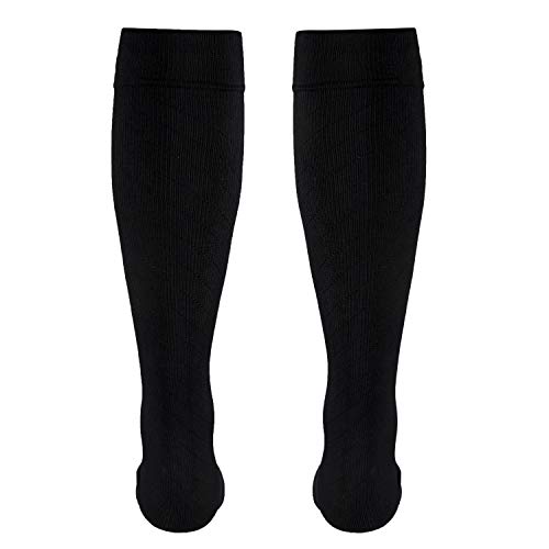 Image of Truform Travel Compression Socks for Men and Women, 15-20 Knee High Over Calf Length, Black, Small (Pack of 2)
