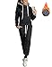 BUOYDM Damen Trainingsanzug Set Hoodies Sweatshirt und Hose Jogging Sportswear B-Schwarz M