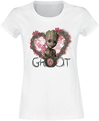Guardianes De La Galaxia Heart Flowers Mujer Camiseta Blanco M 100% algodón Regular
