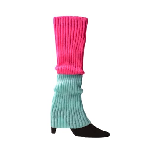 Fall Winter Ribbed Leg Warmers Stylish Fancy 80s Party Dance Stretchy Colorful Long Socks for Women