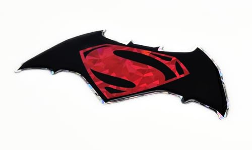Image of Elektroplate Batman v Superman Reflective Car Decal Silver Oversized 8.5 inch | Officially Licensed DC Comics - Weatherproof Automotive Grade Domed Sticker for Water Bottle, Laptop & More - Made in the USA