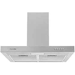 Campanas Extractoras Baratas UNIVERSALBLUE Campana T Acero Inoxidable Potencia 450 m³/h | Extractor de Humos Eléctrico de 60 cm de Pared para Cocina | Luz LED | 3 Velocidades | Filtros extraibles