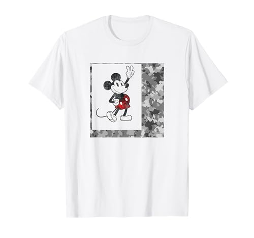 T-shirt Mickey Mouse Disney camouflage classique vintage à manches courtes