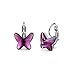 [Deal of the Day]T400 Jewelers "Dream Chasers" Butterfly Hoop Earrings Made with Swarovski Crystals, Purple Love Gift