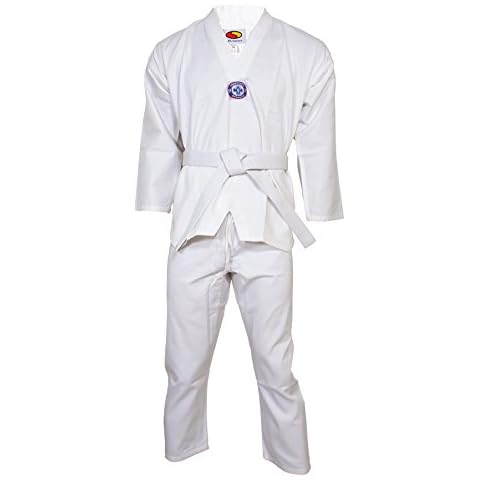 SMJ sport Taekwondo Uniform, Boys', Taekwondoanzug, White Cover