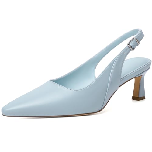 Image of Mostrin Kitten Heels for Women Slingback Pointed Closed Toe Heels Women's Pumps Shoes for Wedding, Party, Commuting