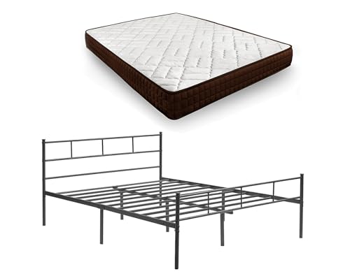HOGAR24 ES - Somier Metálico con Patas, Estructura de Cama y Cabecero + Colchón Viscoelástico Dream Flex 15, Medida: 135x190 cm