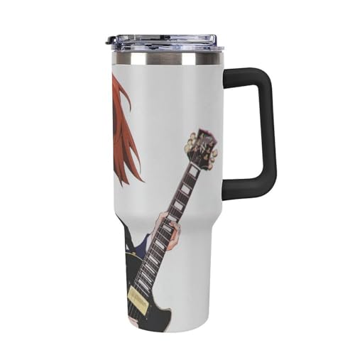 タンブラー K-ON! けいおん 平沢唯 水筒 40OZ 真空断熱 保温保冷 ステンレスマグボトル 結露しない ストロー付き/直飲み可能 洗いやすい ハンドル付き 車内用 アウトドア キャンプ 大容量