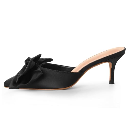 Women's Sandals Heels Pointed Bow High Heeled Slippers Mule Shoes