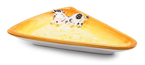 Bassano italienische Keramik dreieckige Käseplatte- Teller mit Kuh...