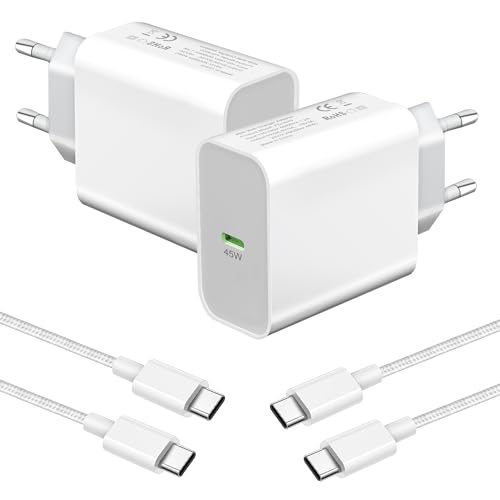45W Chargeur Rapide,2-Pack Chargeur Prise avec Cable pour Samsung Galaxy S24 Ultra/S25 Plus/S26 Ultra/S23 S22/S21 S20 FE,A57 A37 A27 A56 A54 A55 5G/A36 A25 5G...