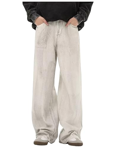 Men's Jeans Baggy Pants Y2K Hip Hop Jeans Vintage Plain Pants Loose Fit Skateboard Denim Pants Streetwear