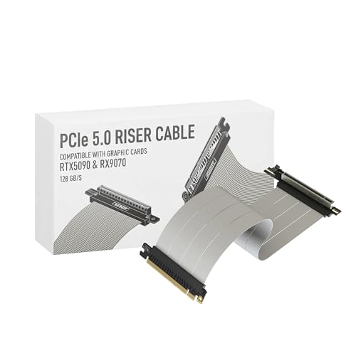 Image of LINKUP PCIE 5.0 Riser Cable | for Vertical GPU Mount | Right Angle | Graphics Card GPU Ready | Usable with PCIe 4.0 & RX9070 / RTX5090 | 30cm (Total Length: 34cm)
