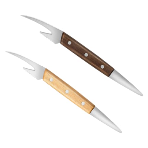 ANDRESLAD Pelapatate per Gamberi in Acciaio Inox Set da 2 Manico in Legno Sbucciatore e Pulisci Gamberetti Piccolo e Portatile per Cucina Domestica Ristoranti e Hotel