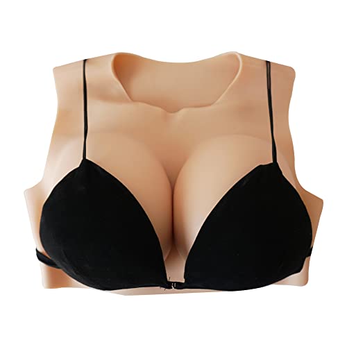 SALANE Silicone Breastplate for Crossdressers Drag Queens Round Collar Fake Breasts Transgender C/D/E/G Cup Breast Forms