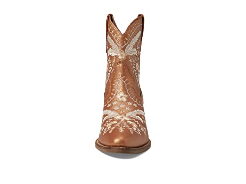 Image of Dingo Womens Primrose Floral Embroidered Snip Toe Casual Boots Ankle Mid Heel 2-3 inch