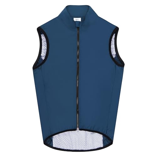 Coconut Ropamo Men's Cycling Vest Windproof Waterproof Cycling Gilet Sleeveless Bicycle Gilet Bike Vest Tops Ultralight (Blue, Large)