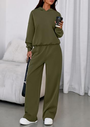 Image of PRETTYGARDEN Womens Sweatsuits 2 Piece Set 2026 Casual Winter Long Sleeve Hoodie Loose Wide Leg Sweatpants Fall Tracksuit