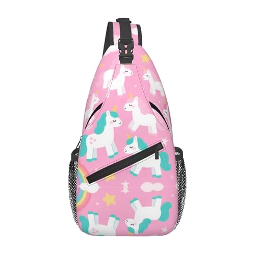 Mochila bandolera SVEFDOC rosa con diseño unicornio miniatura 1