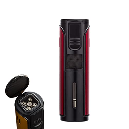 Briquet tempête gaz butane 5 flammes jet allume-cigare coupe-vent en alliage de zinc