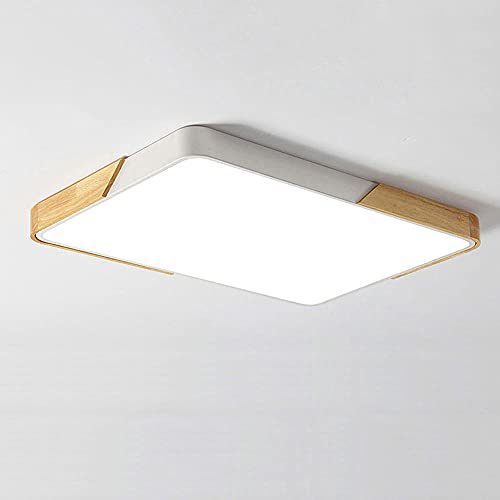 Plafonnier LED carré 3 couleurs réglables avec élégant décor bois