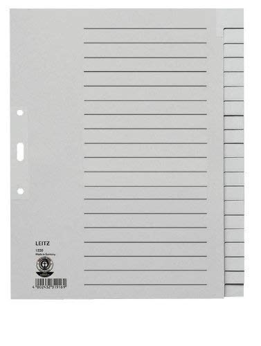 5 Stück LEITZ Blanko - Register 1220 / Vollformat DIN A4 / Papier / Überbreite / 20-teilig