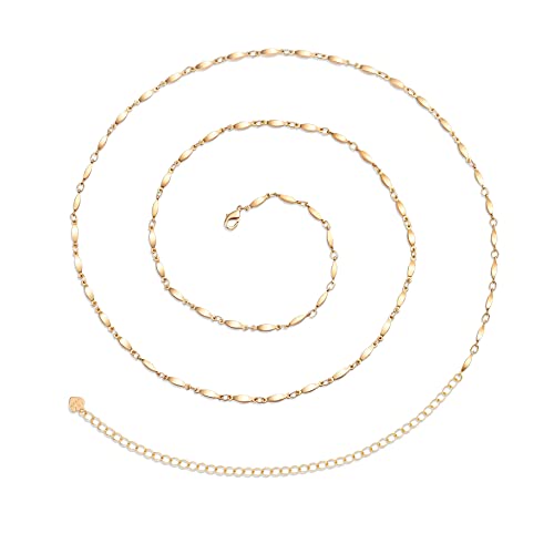 Shiny 18k Gold Beach Bikini Body Chain Dainty Faceted Bar Link Belly Chain Sexy Waist Beads Trendy Geometric Summer Jewelry