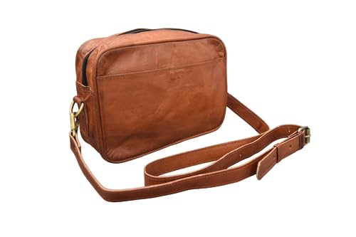 10 Inch Handmade Genuine Leather Crossbody Bag Men Women Unisex Teens Purse Wallet Satchel Handbag Messenger Sling Bags