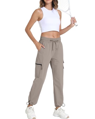 Image of Women's Joggers with Pockets, Hiking Cargo Water Resistant Lightweight Pants for Women Workout Athletic Travel Camping