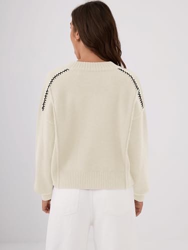 ZAFUL Sweaters for Women Crewneck Loose Fit Long Sleeve 2025 Fall Fashion Contrast Knit Pullover Tops