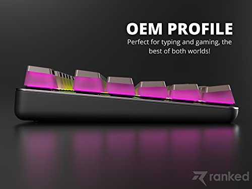 Image of Ranked Pudding PBT Keycaps | 112 Double Shot Translucent ANSI US & ISO Layout | OEM Profile for RGB Mechanical Gaming Keyboard (Coffee Quartz)