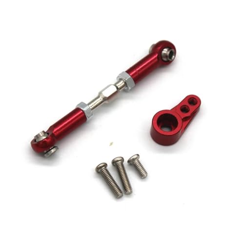 Rc Special Connecting Rod for MJX 16207 16208 16209 16210 H16 Metal Steering Gear Arm Tie Rod RC Car Tracked Vehicles Parts and Accessories Upgrades Replacement Use(Red)