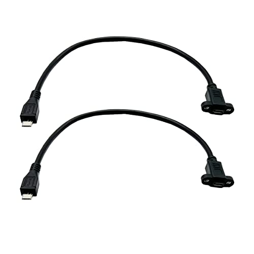 Seadream Micro B Male to Micro B Female Cable 2Pack Micro USB Male to Female Extension Panel Mount Cable