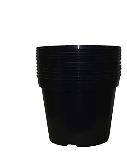 Muddy Hands Pack of 10 Black Plastic Plant Pots Outdoor Garden Round Nursery Herb Flower Planters (5 Litre)