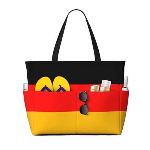 QWVBNgermany flag Beach travel bag, lightweight and reusable, suitable for family trips, gym and outdoor adventures.