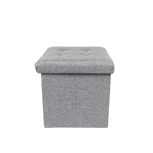Casa Andrea Milano Folding Storage Ottoman Bench, Storage Chest, Foot Rest Stool with Padded Seat, Bedroom Bench with Storage, 15 Inche, Pack of 2