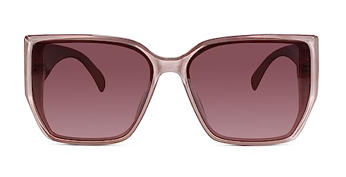 Image of LensKandy Oversized Rectangular UV400 Protected Sunglasses for Women | Stylish Fashion Eyewear | Large Frame Trendy Sun Glasses | Lightweight Comfortable 9131-Pink
