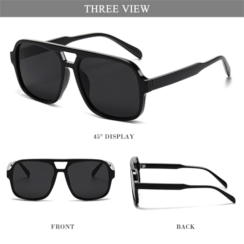 HJSTES Retro Square Aviator Sunglasses for Women Men Trendy Classic Aviators Sun Glasses Vintage 70s Shades4