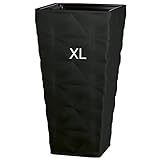 MELTOM Pflanzkübel Blumenkübel mit Herausnehmbaren Einsatz Slim Hoch Quadratisch 3D Effekt Farbe: Schwarz XL (BxH): 29 x 56 cm