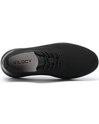 Vilocy V2201-ALL BLACK-43 Men'S Casual Dress Sneakers Oxfords Business Shoes Lace Up Lightweight Comfortable Breathable Walking Knit Mesh Fashion Sneakers Tennis All Black,Eu43 thumb #4